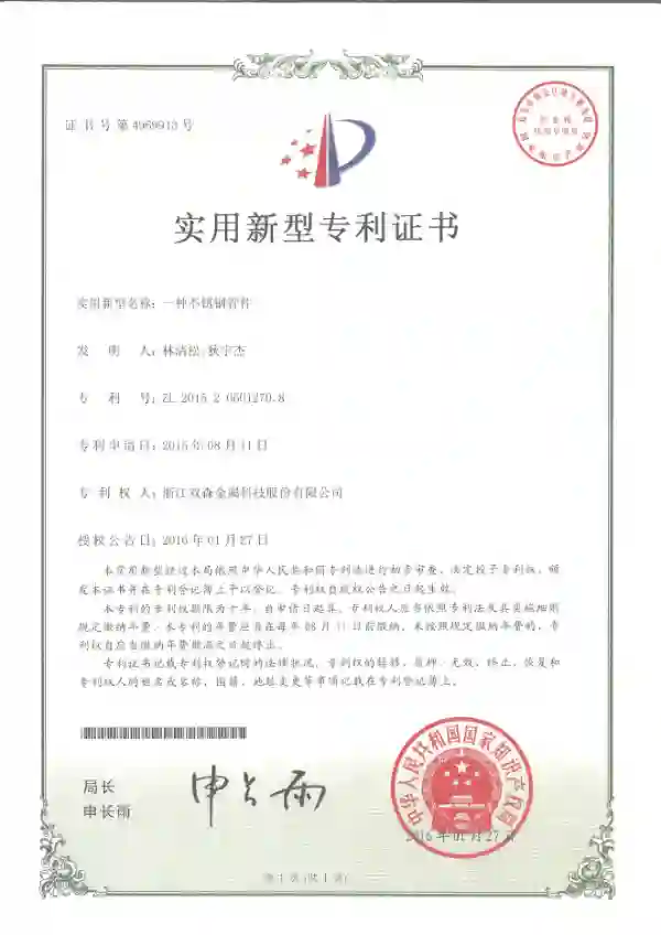 Patent Certificate 1
